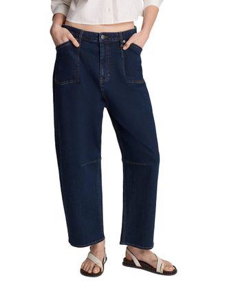 Kenneth Cole High Rise Fly Front Barrel Crop Pant