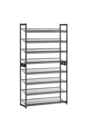 Boxxx Schuhregal, Schwarz, Metall, 8 F&auml;cher, 92.5x163.5x30.7 cm, erweiterbar, stehend, Garderobe, Schuhaufbewahrung, Schuhregale