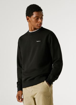 Pepe Jeans London Sweatshirt PEPE JEANS GRIFFIN CREW, Herren, Gr. XXL, schwarz, Sweatware, Obermaterial: 70% Baumwolle, 30% Polyester, unifarben, normal, Rundhals, Ripp