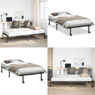 vidaXL Giroletto senza Materasso Pieghevole Nero 100x190 cm in Acciaio - Giroletto pieghevole - Giroletto senza materasso