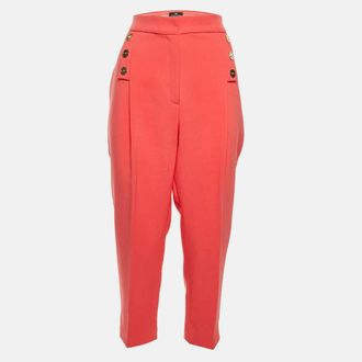 Elisabetta Franchi Coral Pink Crepe Tapered Trousers