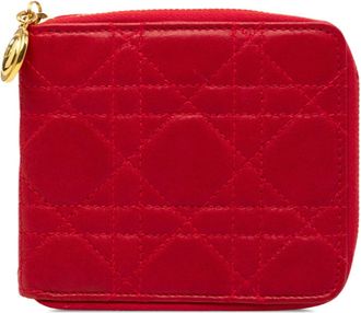 Dior Red Color Leather Wallet (Bi-Fold) (Pre-Owned)