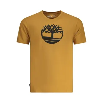 Timberland T-Shirts, male, Brown, Size: L Bold Print Crew Neck T-Shirt