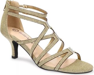 Bella Vita Womens Bella Vita Karlette Gold Glitter Back Zip Strappy Sandals GAL1384