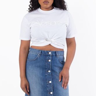 Versace 1978 Re-Edition Logo Safety Pin T-Shirt, Brand Size 40 ( US Size 4 )