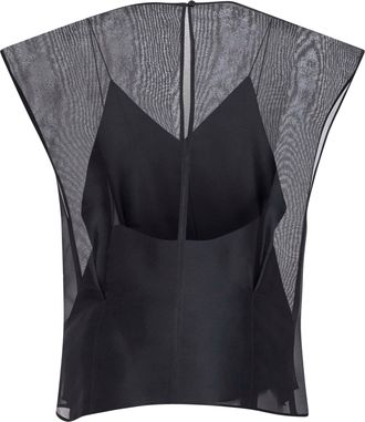 Khaite Womens Silk Organza Mer Top Black Tops