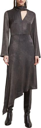 ottod'Ame Viscose Asymmetrical Dress With Sash in Metallic Silver at Nordstrom, Size 40 It