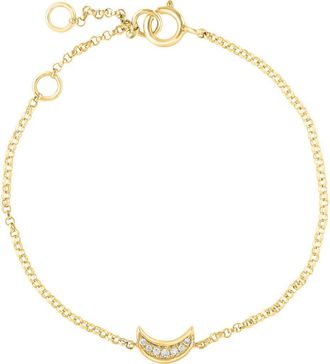 Effy Diamond Moon Charm Bracelet in Gold at Nordstrom Rack, Size 7.5