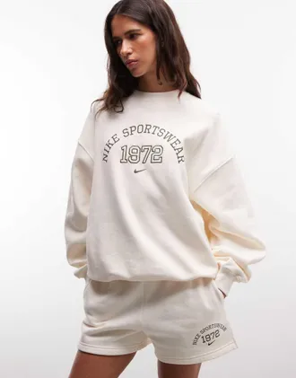 Nike Studio Fleece felpa varsity oversize color crema-Neutro