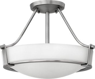 Netlighting Hathaway 3 Light Small Semi Flush Ceiling Light Nickel E27