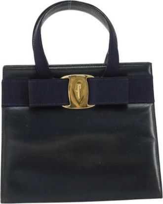 Ferragamo Pre-owned Leather Tote - Dames - Vintage Handtas - Blauw - ONE Size - Leer - Vintage