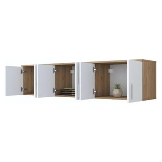 Dmora Mueble Colgante Tapiz, 6 Puertas, 3 Compartimentos, Apertura Abatible, 180x41h Cm Marr&oacute;n Roble