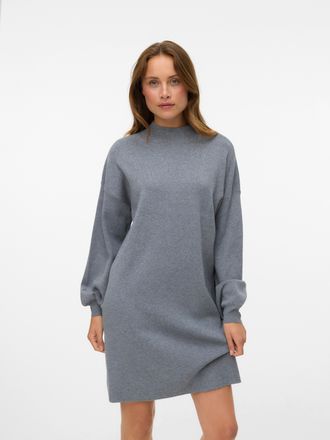 Vero Moda Strickkleid VERO MODA VMNANCY LS FUNNELNECK DRESS GA NOOS, Damen, Gr. M, N-Gr, grau (medium grau melange), Feinstrick, Obermaterial: 52% Viskose, 28% 