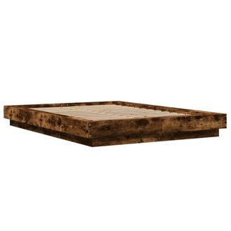 Berkfield Home Durable Bed Frame with LED Lights without Mattress Smoked Oak 120 in Brown