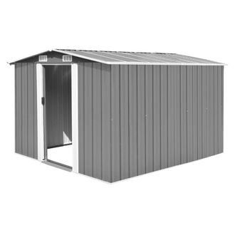 Berkfield Home Garden Shed 257x298x178 cm Metal Grey | Size: 257 x 298 x 178 cm
