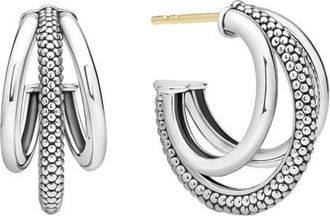 Lagos Signature Caviar Triple Hoop Earrings in Silver at Nordstrom