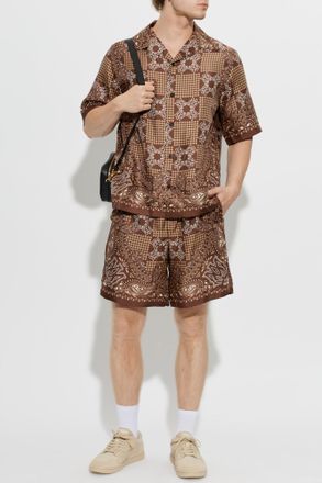 Amiri Silk Short-sleeve Shirt, Mens, Brown