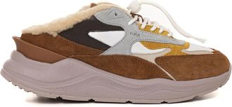 D.A.T.E. Faux Fur Contrast Sole Sneakers - Dames - Sneakers - Bruin - 38 EU - Leer - Schoenen