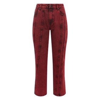 Diesel Straight Jeans, female, Red, Size: W29 Straight Cropped Trousers