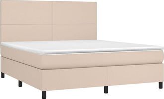 vidaXL Vidaxl - Cama Box Spring Colch&oacute;n Led Cuero Sint&eacute;tico Capuchino 160x200cm