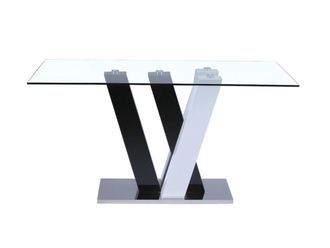 VENTE-UNIQUE.COM Mesa de comedor cristal negro, blanco