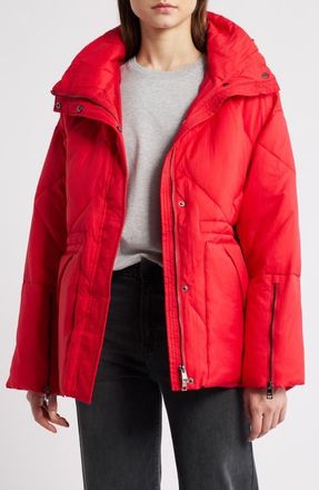 OOF Wear Quilted Water Repellent Hooded Jacket in Red at Nordstrom, Size X-Small