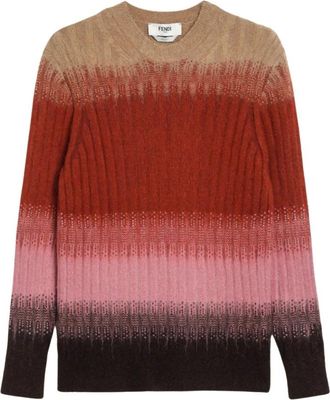 Fendi Maglia Girocollo - Dames - Ronde hals truien - Veelkleurig - S - Wol - Truien & Vesten