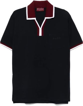 Gucci Poloshirt met afwerking van zak - Blauw