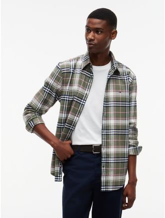 Tommy Hilfiger Mens Tommy Jeans Brushed Check Flannel Shirt - Rocky Mountain - XXL