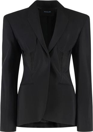 MUGLER Dames, Jassen, Zwart, Maat: XS Wol