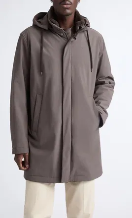 Herno Comfort Stretch Longline Parka with Removable Hood in 8800 Chocolate Brown at Nordstrom, Size 52