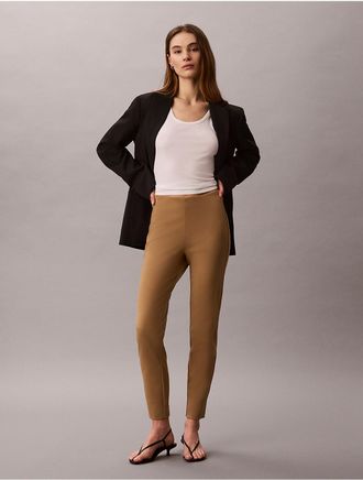 Calvin Klein Womens Ponte Skinny Fit Pants - Medium Brown - XL