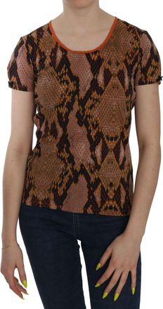 Just Cavalli Snake Skin Print Short Sleeve Top Womens T-shirt