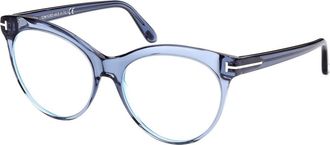 Tom Ford Ladies Blue Cat Eye Eyeglass Frames FT5827-B 090 55