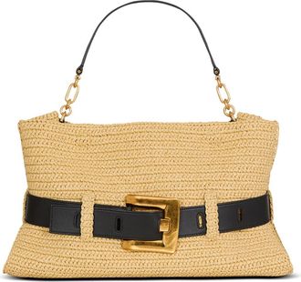 Balmain Medium Anthem bag in smooth leather and crochet in Beige at Nordstrom