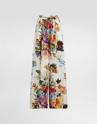 Dolce & Gabbana Flower Bouquet-print Poplin Trousers - Woman Pants And Shorts Print 38