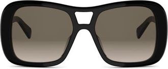 Celine Triomphe 55mm Gradient Pilot Sunglasses in Shiny Black /Gradient Brown at Nordstrom