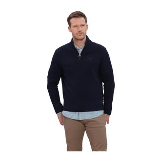 Barbour Newtown Half Zip Knitted Jumper - - Knitwear - Uomo - Blu - L