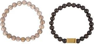 Eye Candy Los Angeles Mens Set of 2 Shawn Agate Beaded Bracelets in Gold at Nordstrom Rack