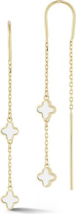 Ember Fine Jewelry 14K Gold Mother of Pearl Clover Threader Drop Earrings at Nordstrom Rack
