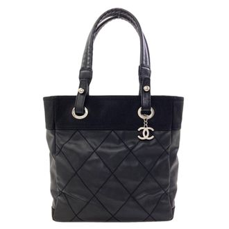 Chanel Black Coated Canvas Tote Bag (Pre-Owned)