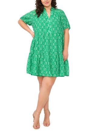 CeCe by Cynthia Steffe Tiered Ruffle Neck Dress in Kelly Green at Nordstrom, Size 1 X