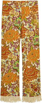 Alemais Alemais Lana Floral-print Fringed Linen Trousers - Multicoloured - 12 (UK12 / M)