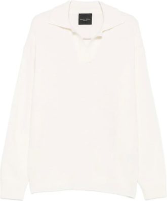 Roberto Collina Maglione con colletto polo - Bianco