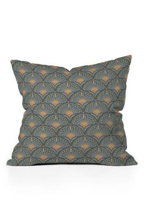 Deny Designs Floral Fan Square Throw Pillow in Green at Nordstrom Rack