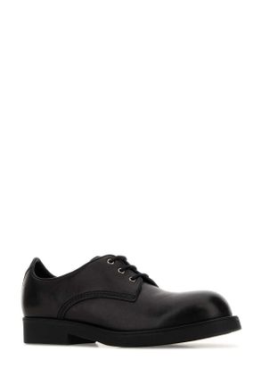 Maison Margiela Mens Black Leather Lace-Up Shoes Pelle Bovina Scarpe Stringate