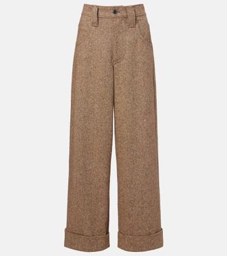 Brunello Cucinelli Monili wool-blend flannel wide-leg pants
