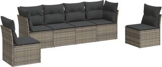 vidaXL Vidaxl - Set De Muebles De Jard&iacute;n 6 Pzas Y Cojines Rat&aacute;n Sint&eacute;tico Gris