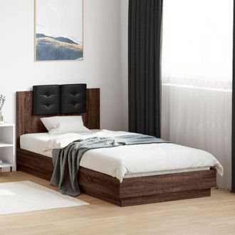vidaXL Giroletto con Testiera e led Rovere Marrone 90x200 cm - Vidaxl