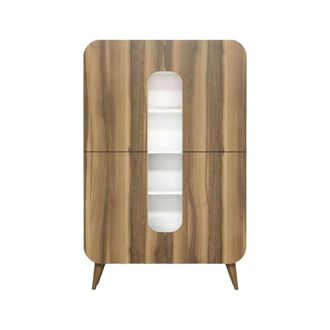 Dmora Aparador efecto madera nogal, blanco 93x32 h144 cm